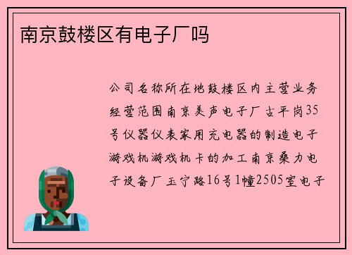 南京鼓楼区有电子厂吗